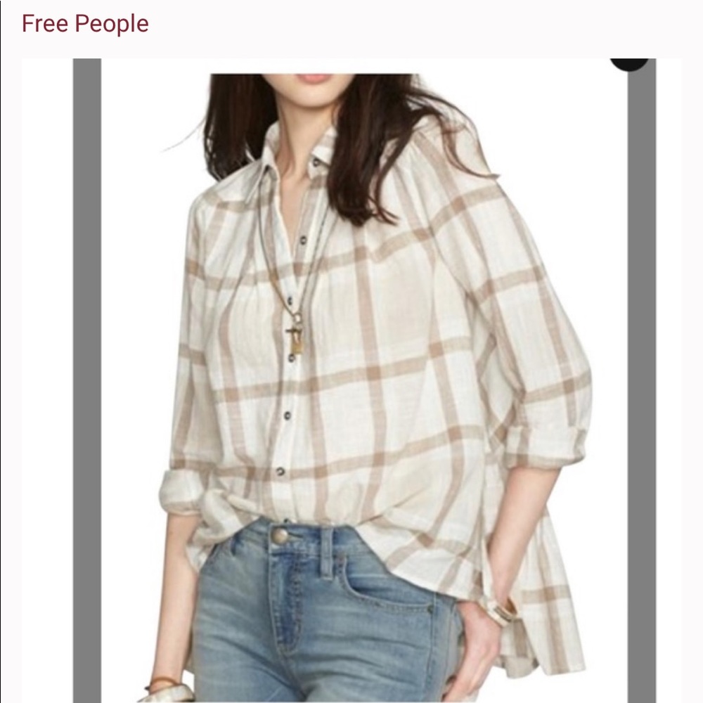 Free People Plaid button up top.